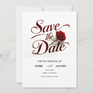 Save The Date Mariage simple Red Rose