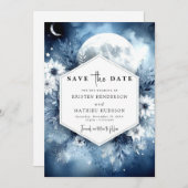 Save The Date Mariage simple romantique à la Lune (Devant / Derrière)