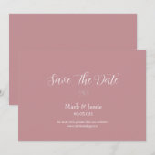 Save The Date Mariage simple rose et blanc ROE (Devant / Derrière)