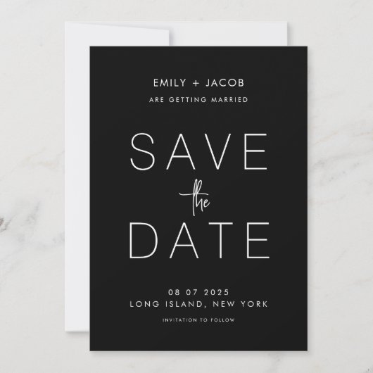 Save The Date Mariage simple sans photo minimal Enregistrer la d (Devant)