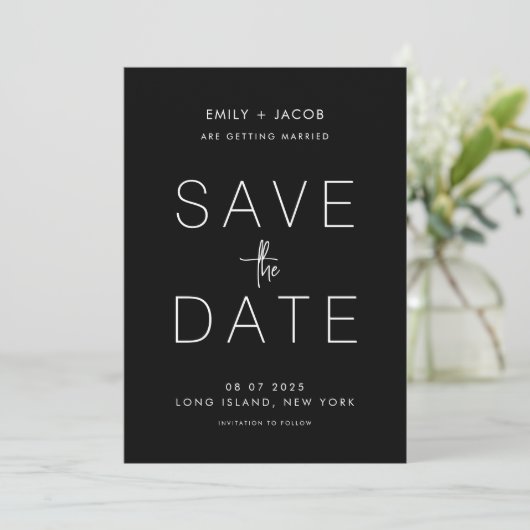 Save The Date Mariage simple sans photo minimal Enregistrer la d (Debout devant)