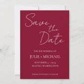 Save The Date Mariage Simple Style Cranberry (Devant)