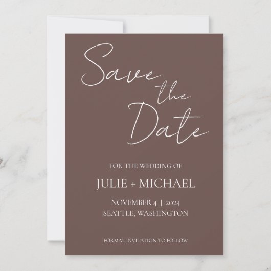 Save The Date Mariage Simple Style Taupe (Devant)