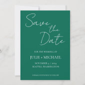 Save The Date Mariage Simple Style Vert Emeraude (Devant)