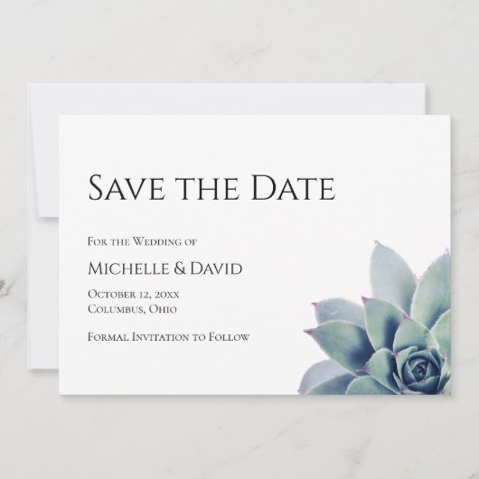 Save The Date Mariage simple Succulent du désert botanique (Devant)