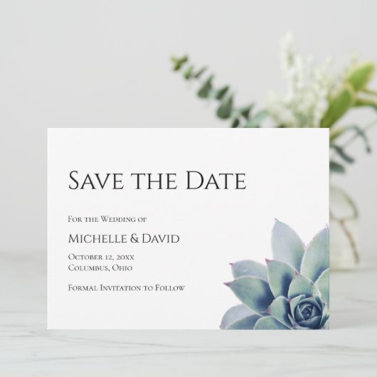 Save The Date Mariage simple Succulent du désert botanique (Debout devant)