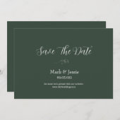 Save The Date Mariage simple vert foncé et blanc ROE (Devant / Derrière)