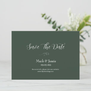 Save The Date Mariage simple vert foncé et blanc ROE