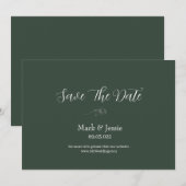 Save The Date Mariage simple vert sombre et blanc ROE (Devant / Derrière)