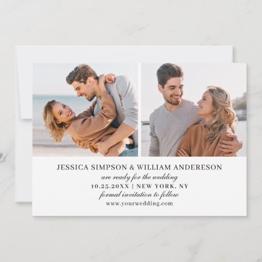 Save The Date Mariage Simplement Élégant 3 PHOTO (Dos)