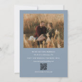 Save The Date Mariage Site Web QR Photo Minimaliste Bleu Poussiè (Dos)