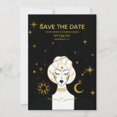 Save The Date Mariage Soleil Céleste D'Or Noir Mystique Sauvez L (Devant)