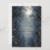 Save The Date Mariage sombre en forêt de conte de fées (Devant)