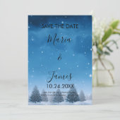 Save The Date Mariage sous la neige d'hiver (Debout devant)