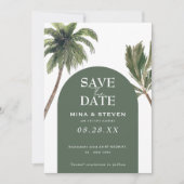 Save The Date Mariage sous l'arche de palmiers verts bohème (Devant)