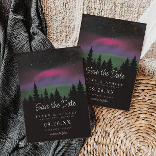 Save The Date Mariage sous les aurores boréales au sommet d'une 
