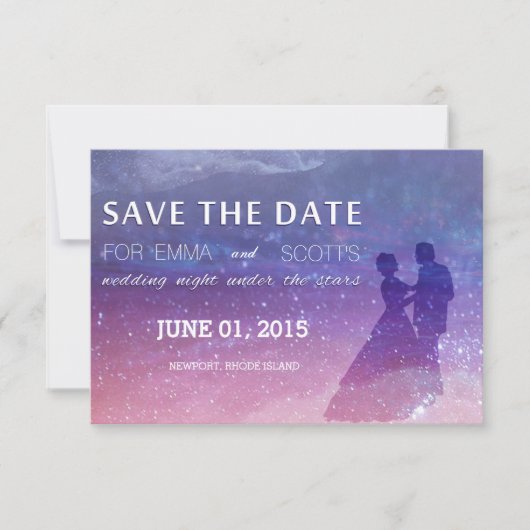 Save The Date Mariage sous les étoiles enregistrer la date coupl (Devant)