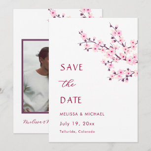 Save The Date Mariage sous les fleurs de cerisier, enregistrez l