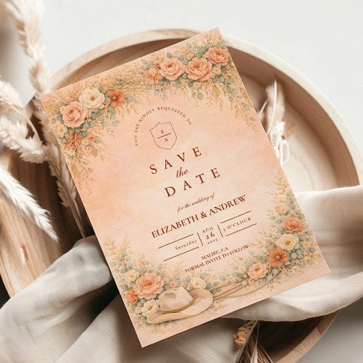 Save The Date Mariage sous une arche de jardin rustique de cowgi