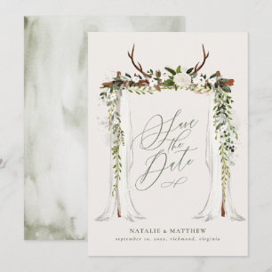 Save The Date Mariage sous une verrière rustique en bois de cerf