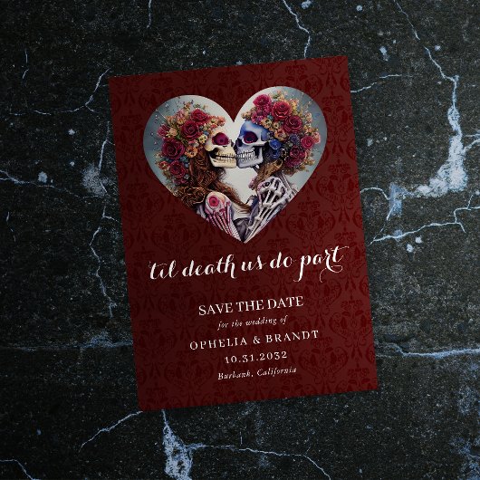 Save The Date Mariage Squelette de Damas gothique