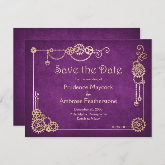 Save The Date Mariage Steampunk (Devant / Derrière)
