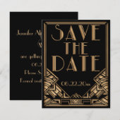 Save The Date Mariage Style Gatsby Art Déco - Enregistrez la dat (Devant / Derrière)