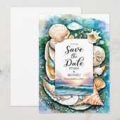 Save The Date Mariage Sun Whimsical Beach (Devant / Derrière)