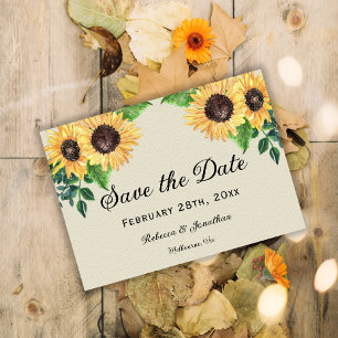 Save The Date Mariage Sunshine et Sunflower