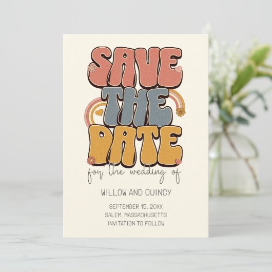 Save The Date Mariage super Retro Enregistrer La Date (Debout devant)