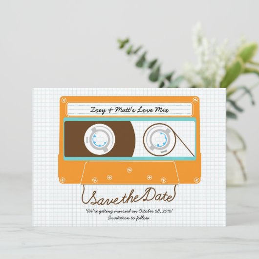 Save The Date Mariage sur bande mixte Indie (Orange/Ciel) Économ (Debout devant)