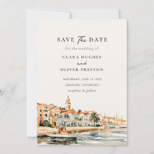 Save The Date Mariage sur la Côte Dalmate Méditerranéenne en Or