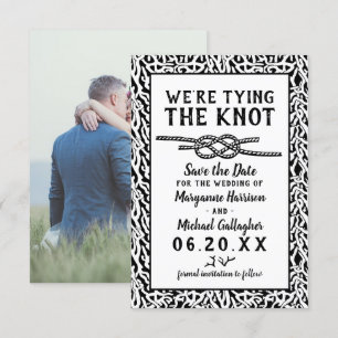 Save The Date Mariage sur la Plage Attacher le Nœud Corail Moder