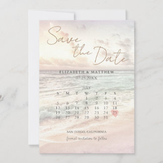 Save The Date Mariage sur la plage au coucher du soleil
