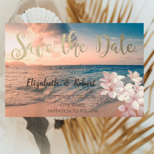 Save The Date Mariage sur la plage au coucher du soleil, Plumeri
