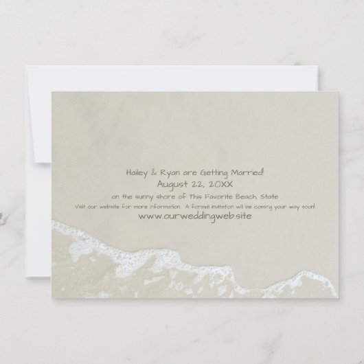 Save The Date Mariage sur la plage avec cœur dans le sable (Dos)