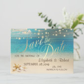 Save The Date Mariage sur la plage Coquillages Lumières  Save Th (Debout devant)