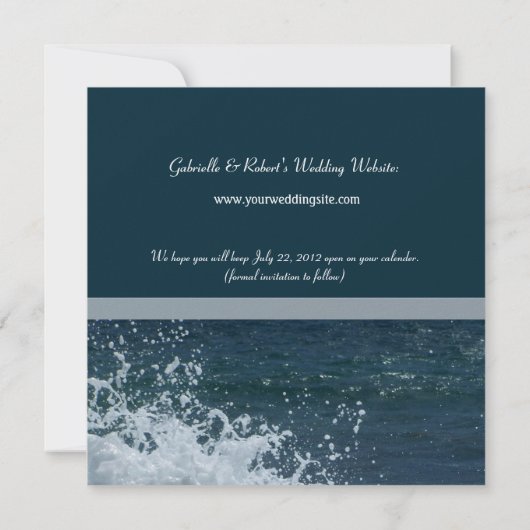 Save The Date Mariage sur la plage côtière (Dos)