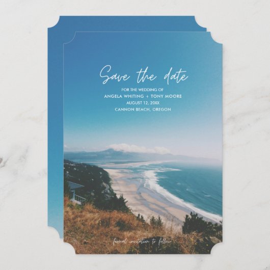 Save The Date Mariage sur la plage côtière Économisez la date (Devant / Derrière)