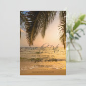 Save The Date Mariage sur la Plage, Coucher de Soleil aux Palmie (Debout devant)