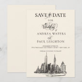 Save The Date Mariage sur la skyline de New York City (Devant / Derrière)