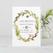 Save The Date Mariage sur le thème de la plage avec algues à l'a (Debout devant)