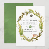 Save The Date Mariage sur le thème de la plage avec algues à l'a (Devant / Derrière)