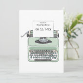 Save The Date Mariage sur le thème du livre de machine à écrire (Debout devant)