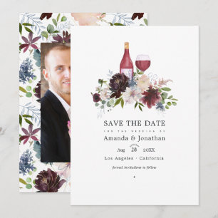 Save The Date Mariage sur le thème du vin Bourgogne et Blush