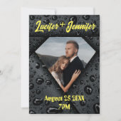 Save The Date Mariage sur mesure élégant moderne diamant doré (Devant)