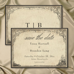 Save The Date Mariage sur parchemin gothique médiéval vintage