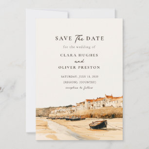 Save The Date Mariage sur un bateau de pêche dans le port de Cor