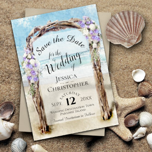 Save The Date Mariage sur une Arche de Plage en Bois Flotté avec
