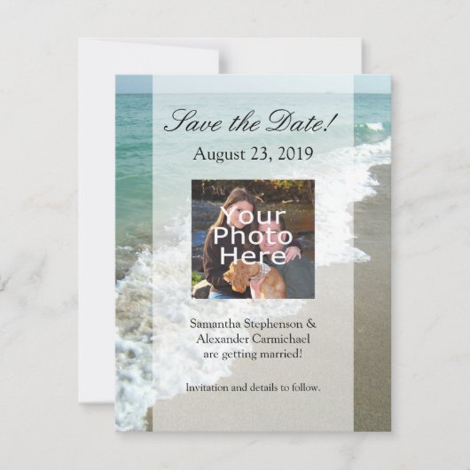 Save The Date Mariage sur une plage panoramique de rêve (Devant)